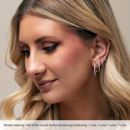Lab-Grown Diamond Hoop Earrings | 14K Gold options* | 10–12 Mm × 1.65–1.7 Mm | Round | Hinged