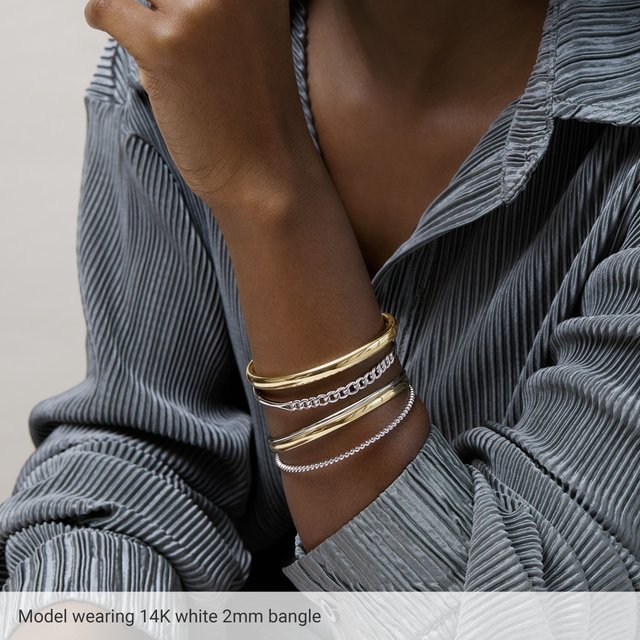 14K Gold Half Round Bangle Bracelet