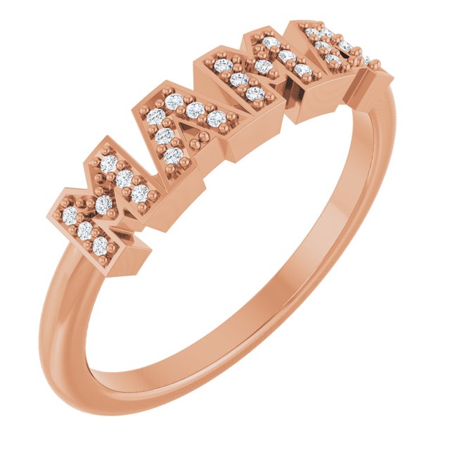 .06 CTW Natural Diamond Mama Ring in 14K Gold, Silver & Platinum
