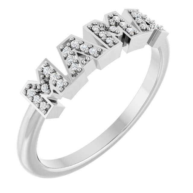 .06 CTW Natural Diamond Mama Ring in 14K Gold, Silver & Platinum