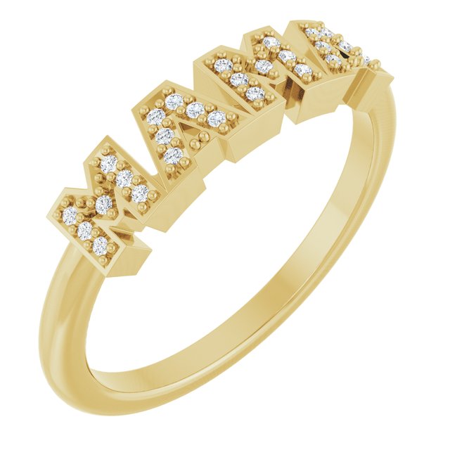 .06 CTW Natural Diamond Mama Ring in 14K Gold, Silver & Platinum