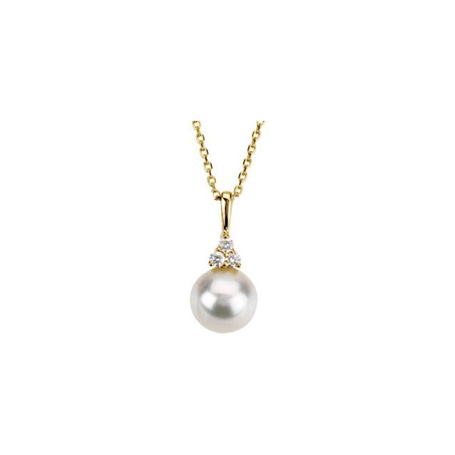 14K White Gold Freshwater Pearl & Diamond 18" Necklace