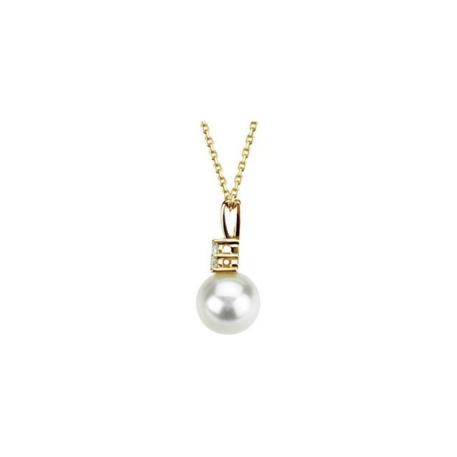 14K White Gold Freshwater Pearl & Diamond 18" Necklace