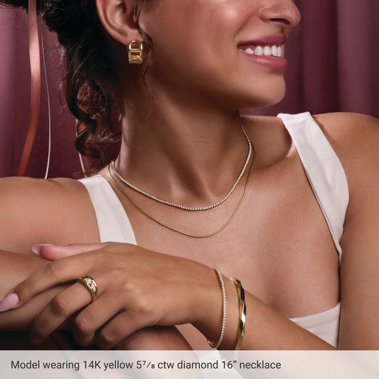 14K Gold Natural Diamond Line Necklace - Options Available