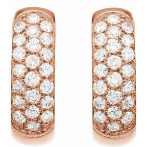 14K Yellow Gold 7/8 CTW Natural Diamond Hoop Earrings