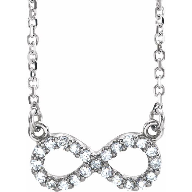 14K White Gold Infinity Necklace with 1/6 CTW Natural Diamonds – 17" Elegant Design