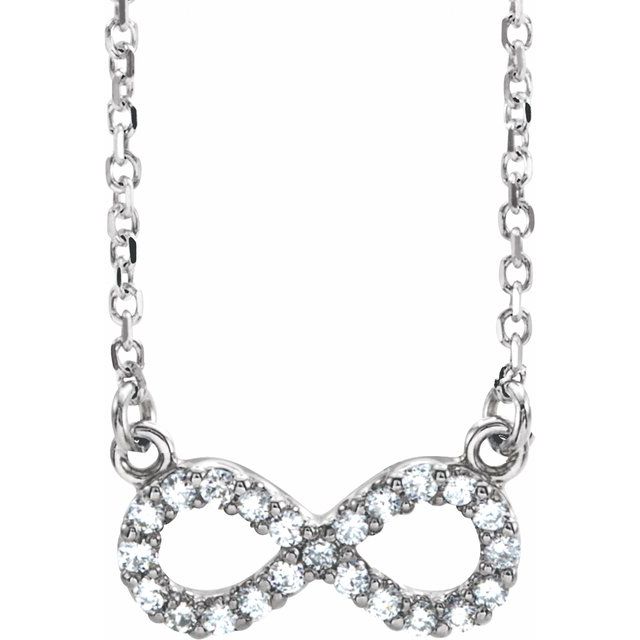 14K White Gold Infinity Necklace with 1/6 CTW Natural Diamonds – 17" Elegant Design