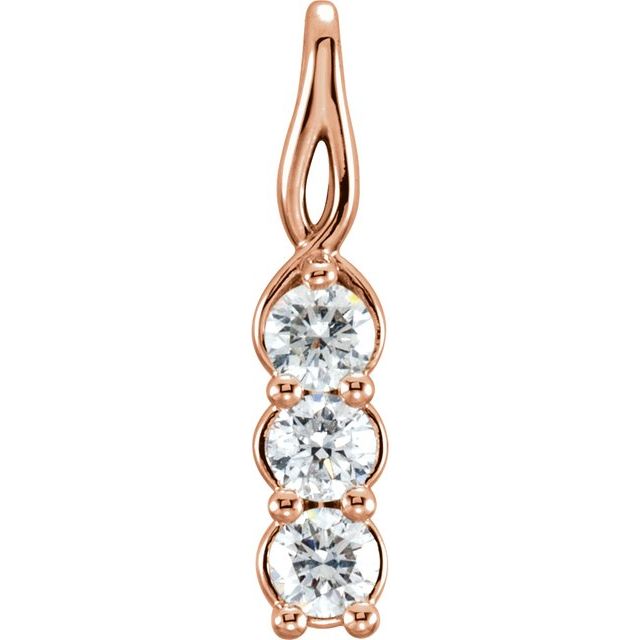 14K Gold Natural Diamond 3-Stone Pendant