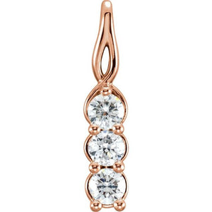 14K Gold Natural Diamond 3-Stone Pendant