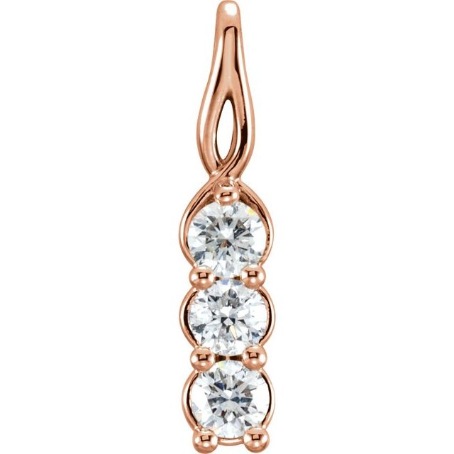 14K Yellow Gold 3/4 CTW Natural Diamond Three-Stone Pendant