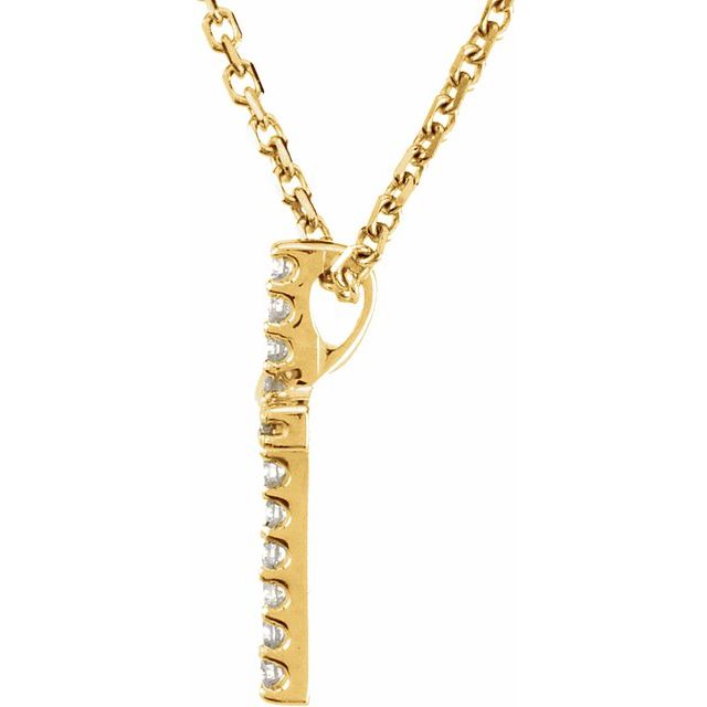 Platinum 0.06 CTW Natural Diamond Petite Cross Necklace - 16 Inch