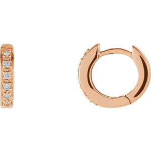 14K Gold Natural Diamond Hinged Hoop Earrings - Options Available