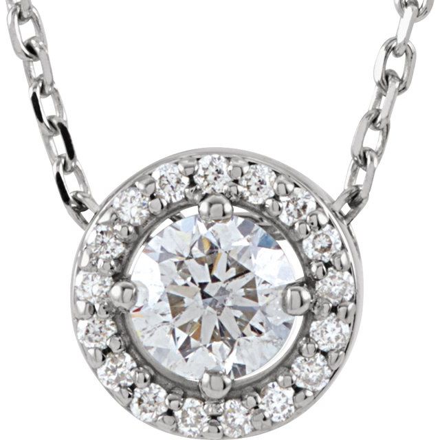 14K Yellow Gold 16" Necklace with 1/4 CTW Natural Diamond Halo