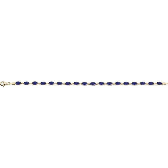 14K Yellow Gold, 6x4 mm Oval Lab-Grown Blue Sapphire Bracelet