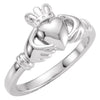 Polished Platinum Claddagh Ring - Youth Size Symbol of Love