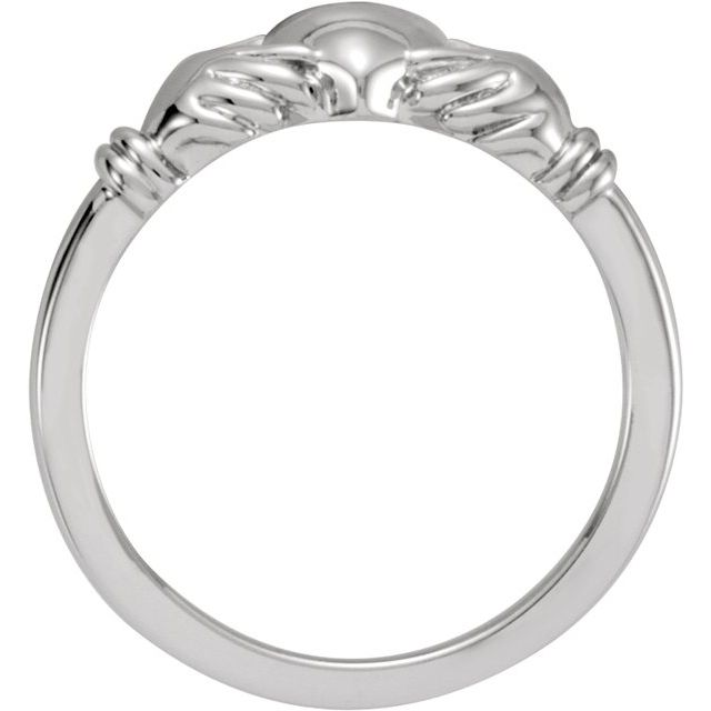 Polished Platinum Claddagh Design Ring - Symbol of Love and Loyalty