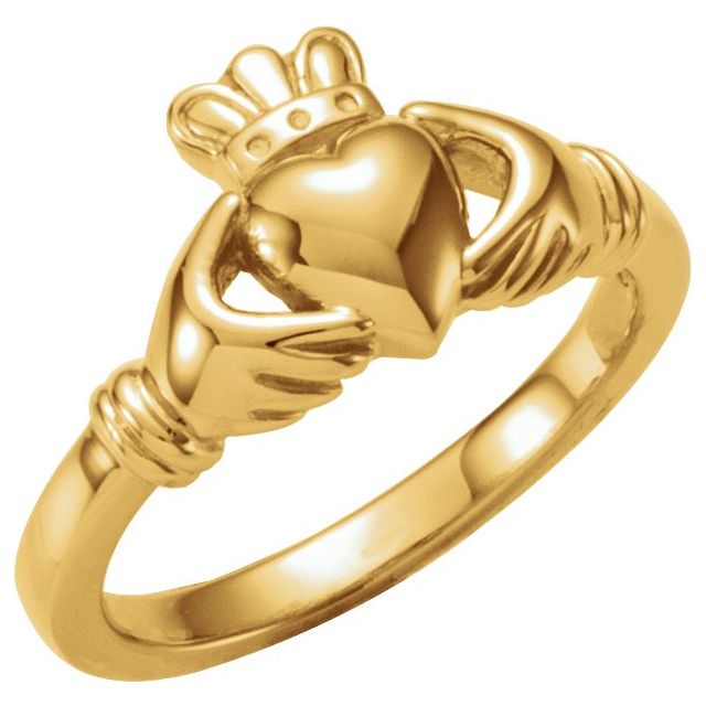 Polished Platinum Claddagh Ring - Youth Size Symbol of Love