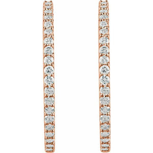 14K White Gold 6 1/4 CTW Diamond Inside-Outside Hinged Hoop Earrings