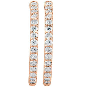 14K White Gold 6 1/4 CTW Diamond Inside-Outside Hinged Hoop Earrings