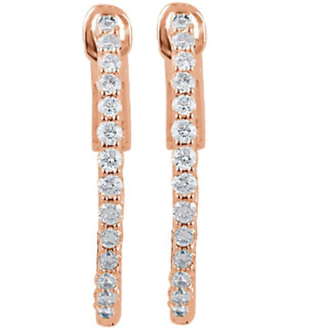 14K White Gold 6 1/4 CTW Diamond Inside-Outside Hinged Hoop Earrings