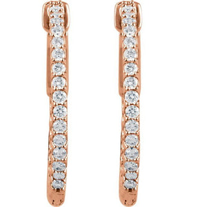 14K White Gold 6 1/4 CTW Diamond Inside-Outside Hinged Hoop Earrings