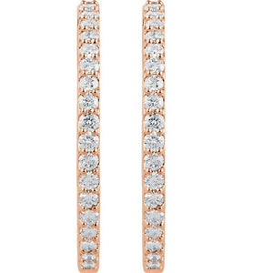 14K White Gold 6 1/4 CTW Diamond Inside-Outside Hinged Hoop Earrings