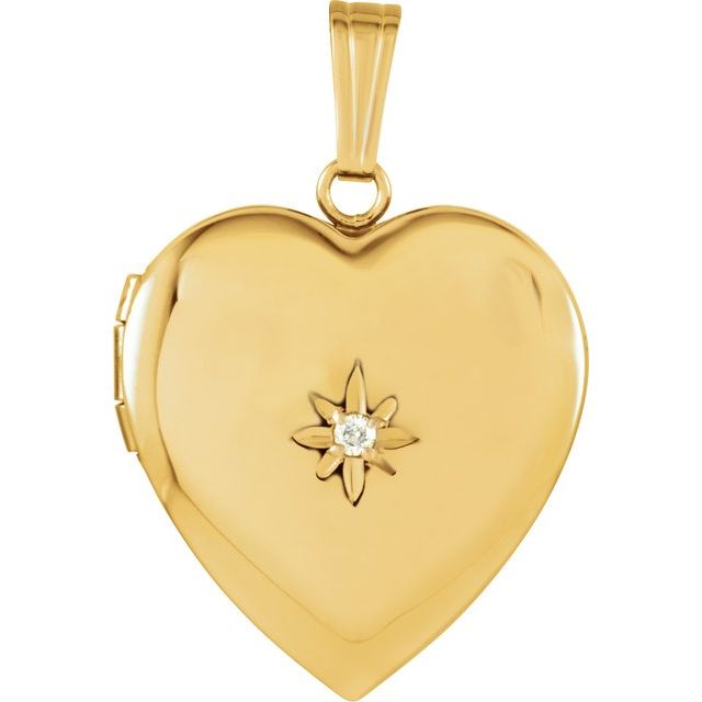 14K Gold Natural Diamond Heart Locket