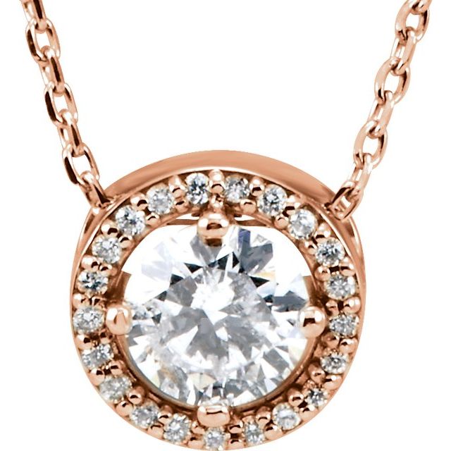 14K Yellow Gold 16" Halo-Style Necklace with 1/4 CTW Natural Diamonds