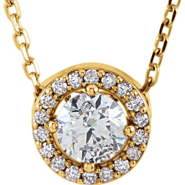 14K Yellow Gold 16" Necklace with 1/4 CTW Natural Diamond Halo