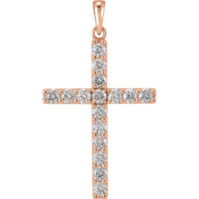 14K Yellow Gold 1/4 CTW Natural Diamond Cross Necklace