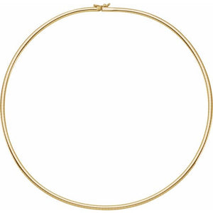 14K White Gold 3 mm Omega Chain Necklace - 16 Inch Elegance