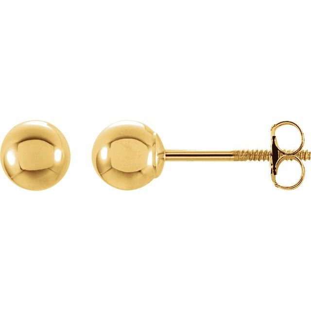 14K Yellow Gold 3 mm Ball Stud Earrings - Timeless Elegance