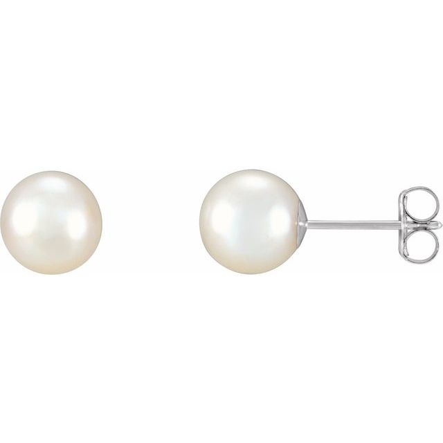 14K White Gold Cultured Freshwater Pearl Earrings - Timeless Elegance