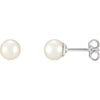 Sterling Silver 4-4.5 mm Cultured White Freshwater Pearl Earrings