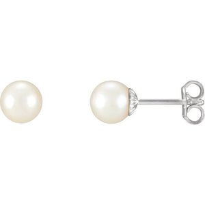 Sterling Silver 9.5-10 mm Cultured White Freshwater Pearl Earrings