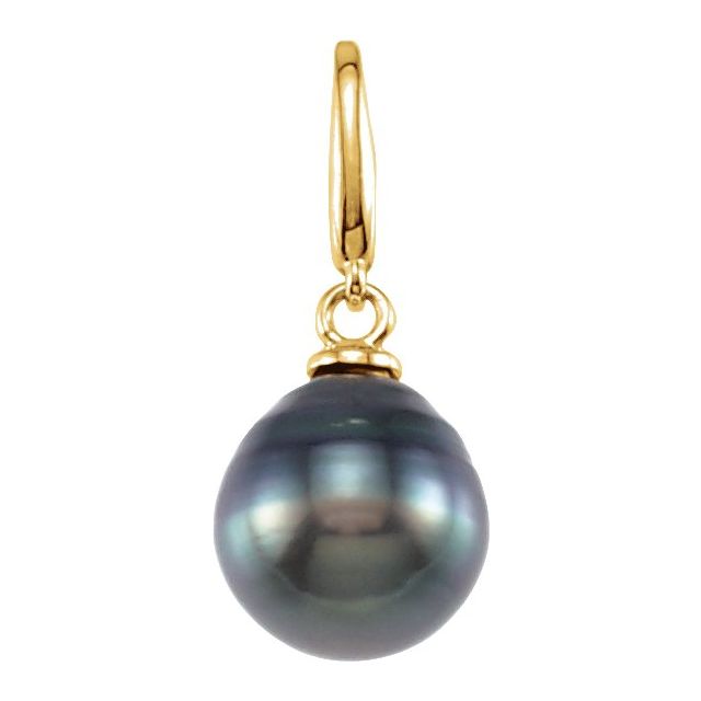 14K Gold Cultured Gray Tahitian Pearl Charm/Pendant