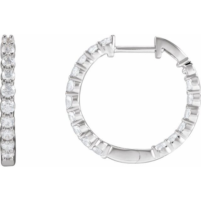 1 CTW Lab-Grown Diamond Inside-Outside Hoop Earrings in 14K Gold