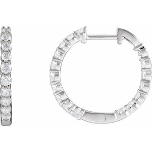 1 CTW Lab-Grown Diamond Inside-Outside Hoop Earrings in 14K Gold