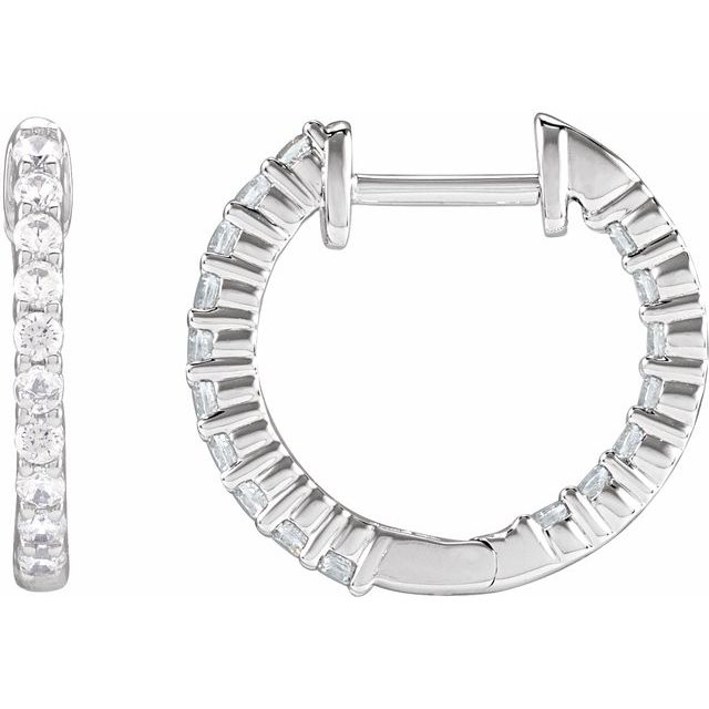 1/2 CTW Lab-Grown Diamond Inside-Outside Hoop Earrings in 14K Gold