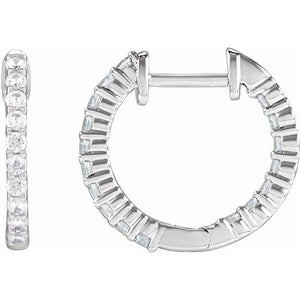 1/2 CTW Lab-Grown Diamond Inside-Outside Hoop Earrings in 14K Gold