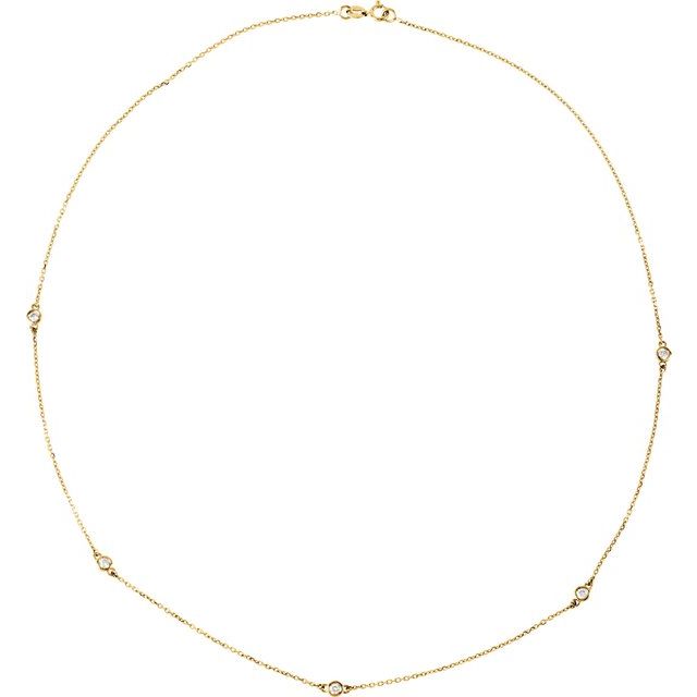 14K Yellow Gold 18" Necklace with 1/4 CTW Natural Diamonds - 5-Station Design