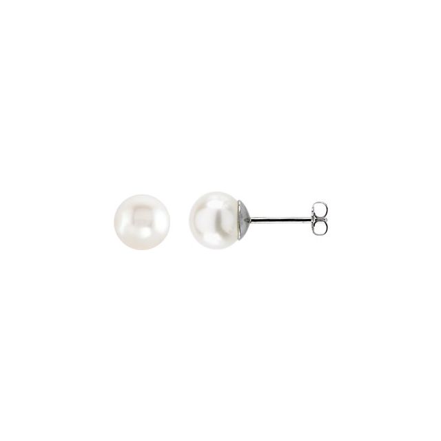 Cultured White Freshwater Pearl Earrings in 14K Gold