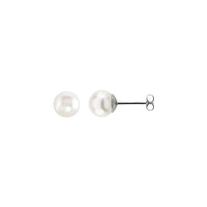 Cultured White Freshwater Pearl Earrings in 14K Gold