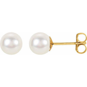 14K Gold Cultured White Freshwater Pearl Earrings - Options Available
