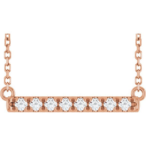 14K Gold French-Set Bar Necklace