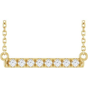 14K Gold French-Set Bar Necklace
