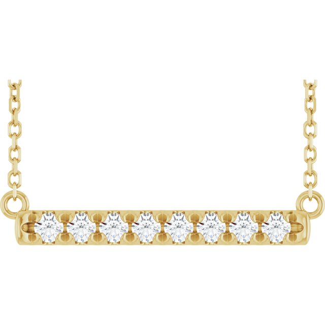 1/4 CTW Natural Diamond Round French-Set Bar Necklace in 14K Gold & Platinum