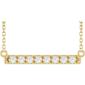 1/4 CTW Natural Diamond Round French-Set Bar Necklace in 14K Gold & Platinum