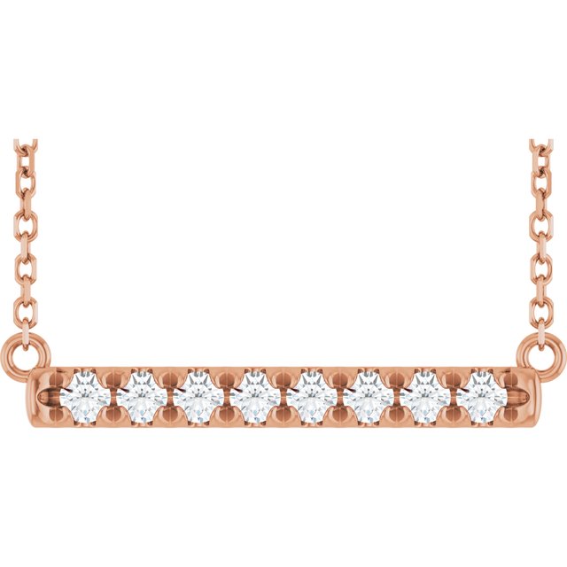 1/4 CTW Natural Diamond Round French-Set Bar Necklace in 14K Gold & Platinum