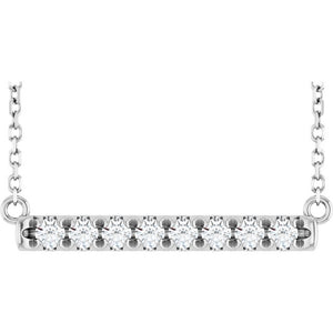 1/4 CTW Natural Diamond French-Set Bar Necklace in 14K Gold & Platinum